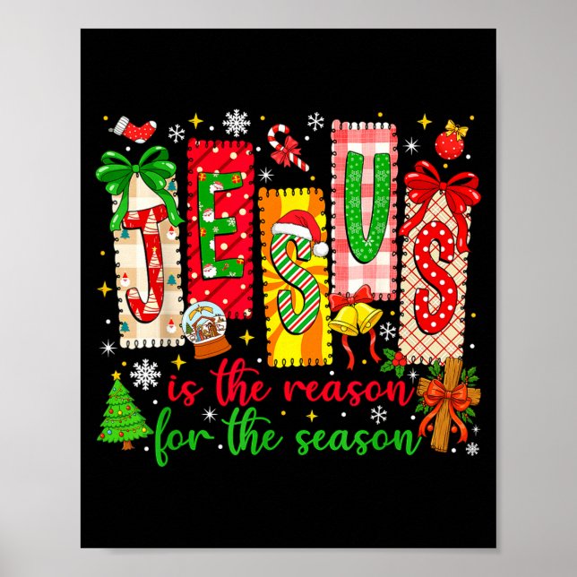 Affiche Jésus Est La Raison De La Saison Chrétien Noël (Devant)