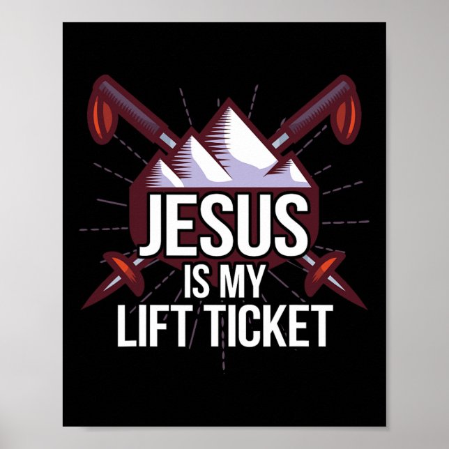 Affiche Jesus Est Mon Lift Ticket Ski Eglise Christia (Devant)