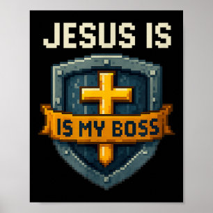 Affiche Jésus est mon patron Bouclier chrétien Super-héros