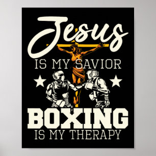 Affiche Jésus Est Mon Sauveur Boxe Est Mon Thérapie - Boît