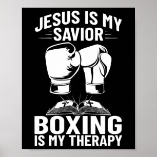 Affiche Jésus Est Mon Sauveur Boxe Est Mon Thérapie Boxe T
