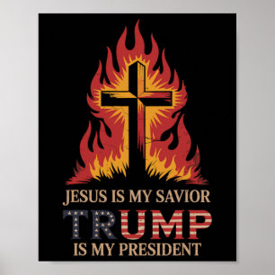 Affiche Jésus est mon sauveur Trump mon président Biblique