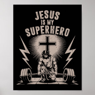 Affiche Jésus Est Mon Superhéros Amusant Chrétien Entraîne