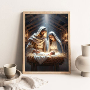 Affiche Jésus est né, Peinture chrétienne, Noël chrétien