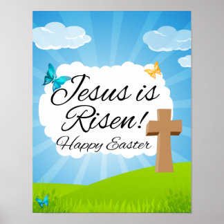 Affiche Jésus est ressuscité, Pâques chrétiennes