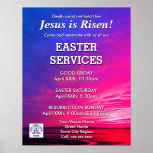 Affiche JÉSUS EST RISEN Easter Church Services Invitation