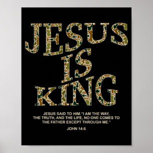 Affiche Jesus Est Roi Camo Croix Chrétienne Dieu Foi Bible