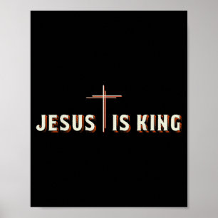Affiche Jésus Est Roi Croix Dieu Chrétien Graphique