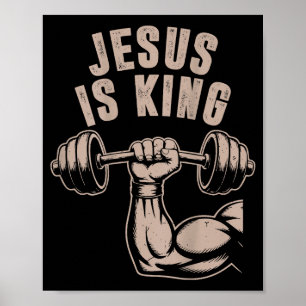 Affiche Jesus Est Roi Haltère Croix Drôle De Workout Chrét