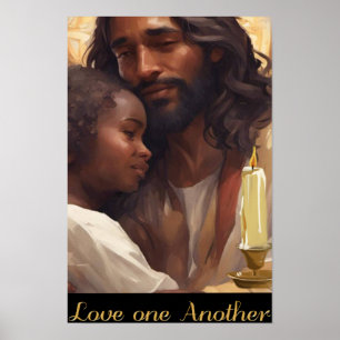 Affiche Jésus et enfant chrétien Poser