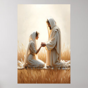 Affiche Jésus et femme agenouillée Jésus et femme Guérison