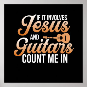 Affiche Jésus Et Guitares Musique Joueur Musicien Guitaris