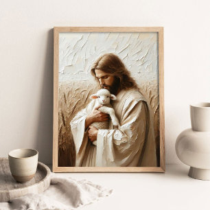 Affiche Jésus et l'Agneau, Art chrétien, Jésus-Christ