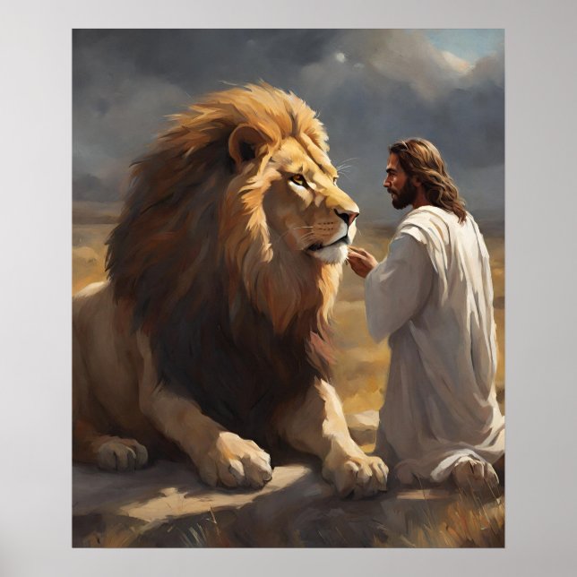 Affiche Jésus et le Lion (Devant)