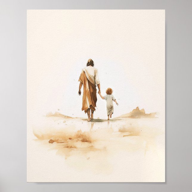 Affiche Jésus et l'enfant - Christian Digital Print Art (Devant)