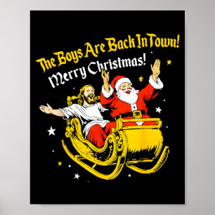 Affiche Jésus Et Santa Les Garçons Sont De Retour En Ville
