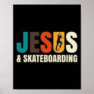 Affiche Jésus et skateboard pour skater patineur