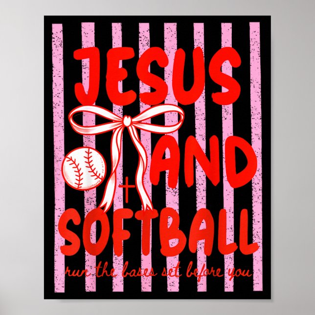 Affiche Jésus et softball Coquette Maman de softball de jo (Devant)