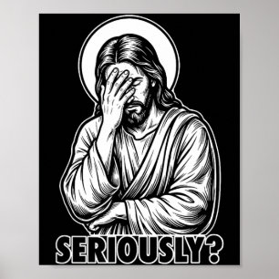 Affiche Jésus facepalm drôle chrétien religieux mème