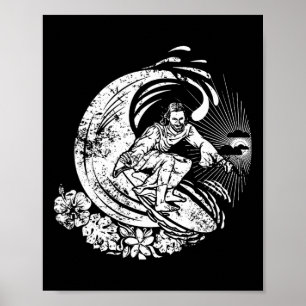 Affiche Jésus faisant du surf Vintage détérioré