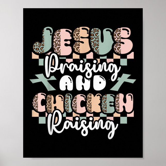 Affiche Jésus Félicitant Poulet Élevant Christian Drôle Lo (Devant)