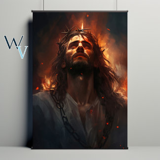 Affiche Jésus feu