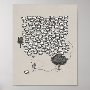 Affiche Jésus Feuille les 99 - Le Bon Pasteur