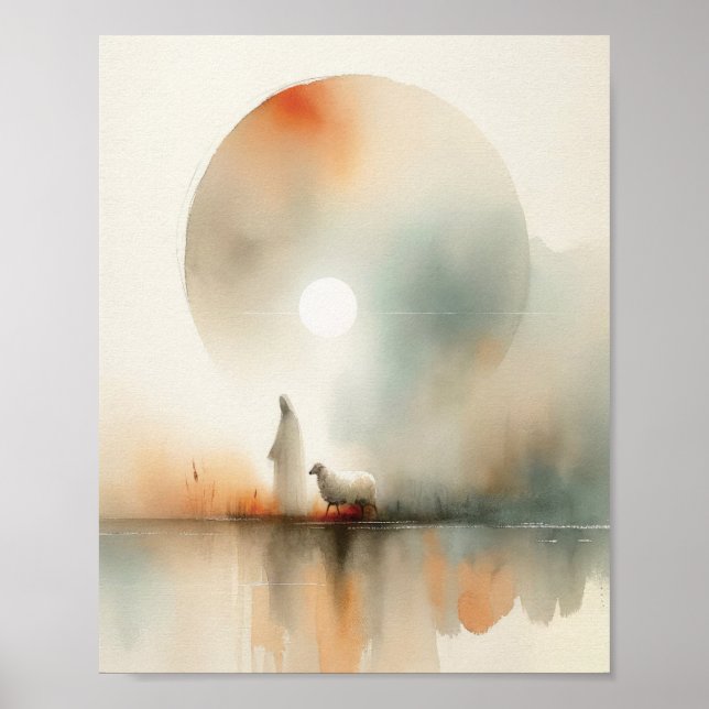 Affiche Jésus Feuille les 99 - Parabole du mouton perdu (Devant)