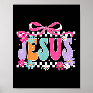 Affiche Jésus Floral Groovy Coquette Nœud Religieux Christ