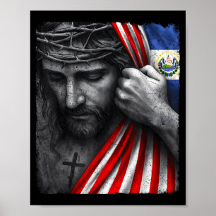 Affiche Jésus Foi Croix Couronne Amérique El Salvador Heri