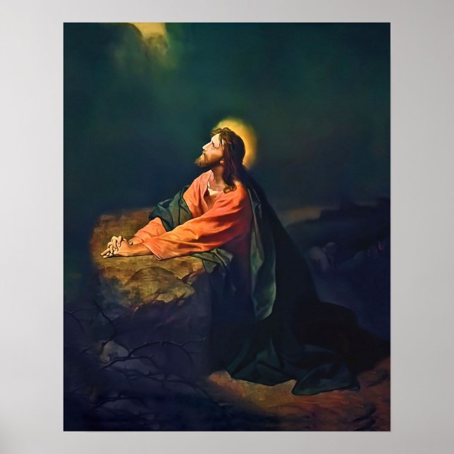 Affiche Jesus Gethsemane Agonie Jardin Mont Olives Hofman (Devant)