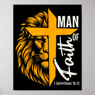 Affiche Jésus Homme De Foi Lion Croix I Corinthiens 16 13