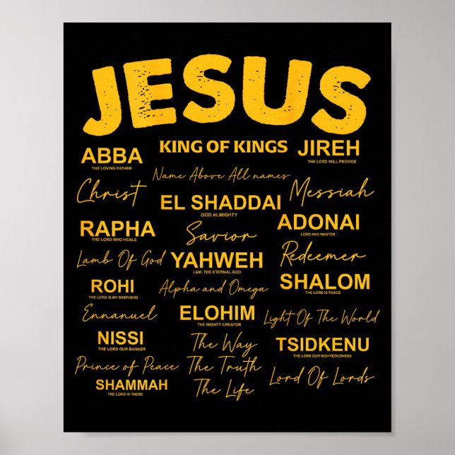 Affiche Jesus Is King Names Of God Hebrew Jesus Christian  (Devant)