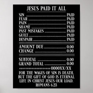 Affiche Jésus L'A Payé Tout Reçu Bible Chrétienne Romains