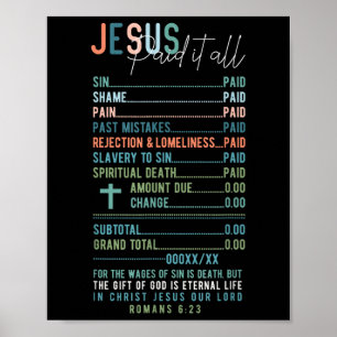 Affiche Jésus L'A Payé Tout Reçu Christian Catholique Roma
