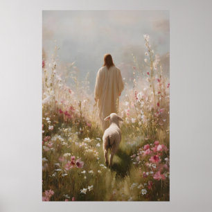 Affiche Jésus laisse les 99 Le Bon Berger Brebis perdue