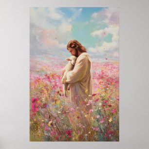 Affiche Jésus laisse les 99 Le Bon Berger Brebis perdue