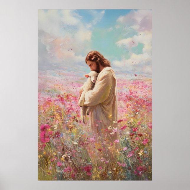 Affiche Jésus laisse les 99 Le Bon Berger Brebis perdue (Devant)