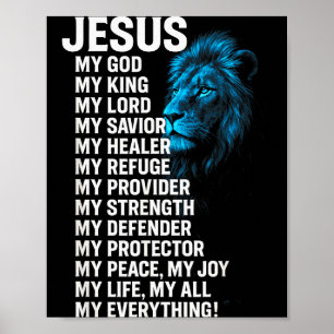 Affiche Jésus - Lion Roi Chrétien Seigneur Sauveur Foi