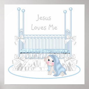 Affiche Jesus Loves Me Baby Boy Nursery Art 25x25