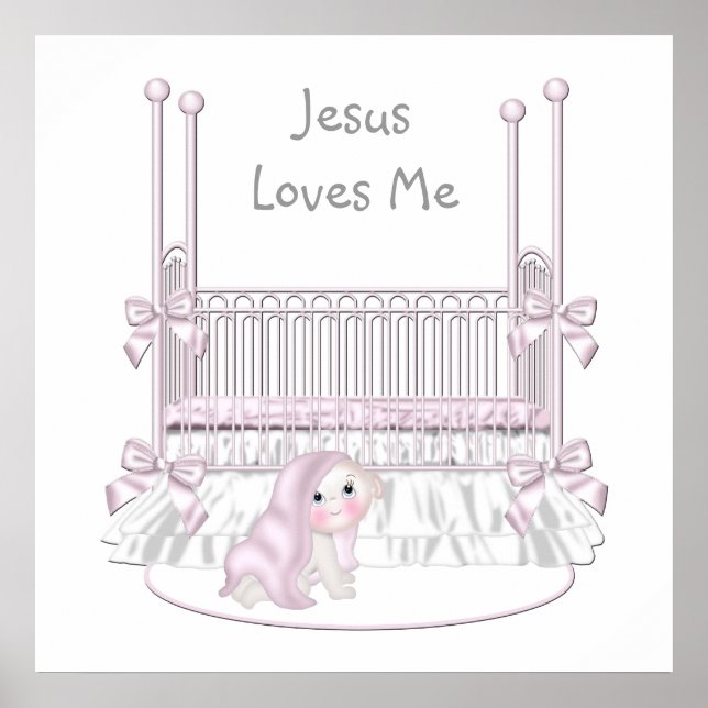 Affiche Jesus Loves Me Baby Nursery Décor Mur 25x25 (Devant)