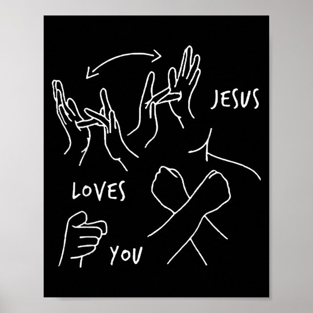 Affiche Jesus Loves You Asl Sign Language Christian  (Devant)