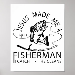 Affiche Jésus M'A Fait Un Chat Pêcheur Il Nettoie La Foi C