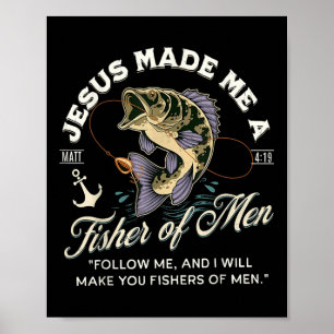 Affiche Jésus M'A Fait Un Pêcheur D'Hommes Drôle Poisson C