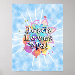 Affiche Jesus M'Aime, Aquarelle Pastel
