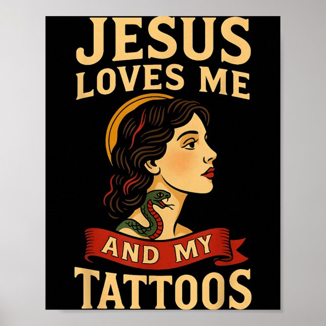 Affiche Jésus m'aime et mes tatouages _3  (Devant)