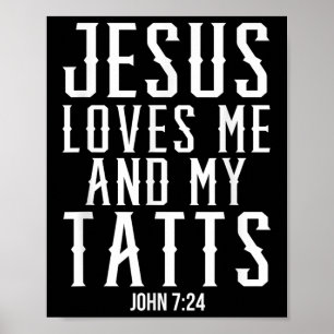 Affiche Jésus M'Aime Et Mes Tatts Drôle Tatouage Chrétien