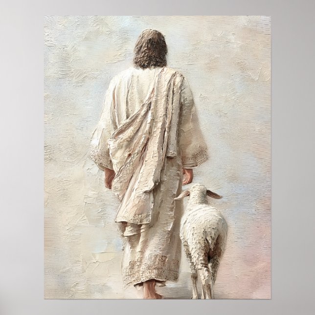 Affiche Jésus marchant avec l'agneau (Devant)