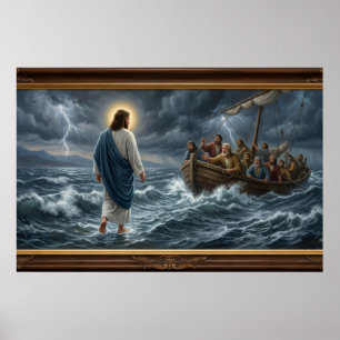 Affiche Jésus marchant sur l'eau – Art mural chrét