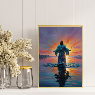 Affiche Jésus Marchant Sur L'Eau Art Religieux